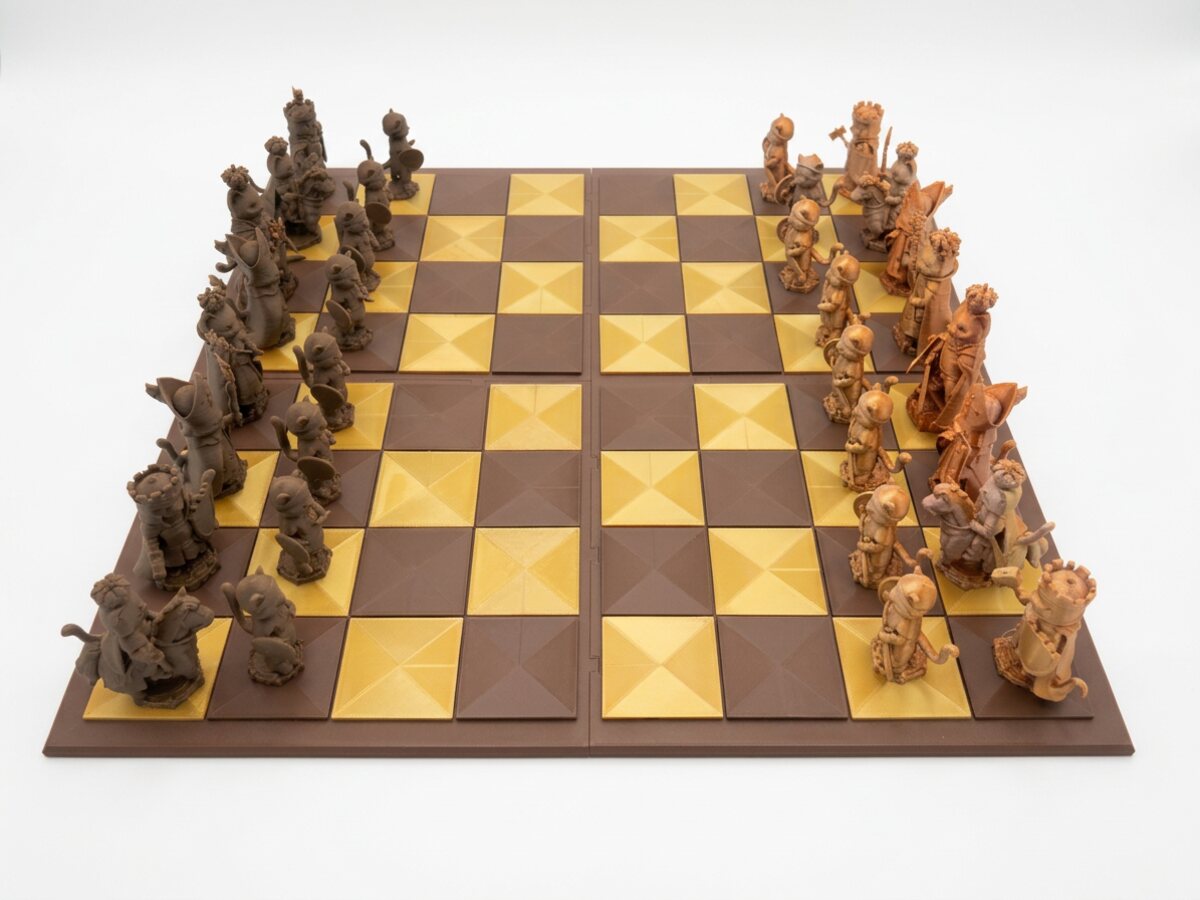 Cat Warrior Chess Set full bundle on the modular board