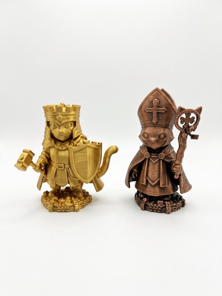 Cat Warrior Chess Set King and Bishop detail